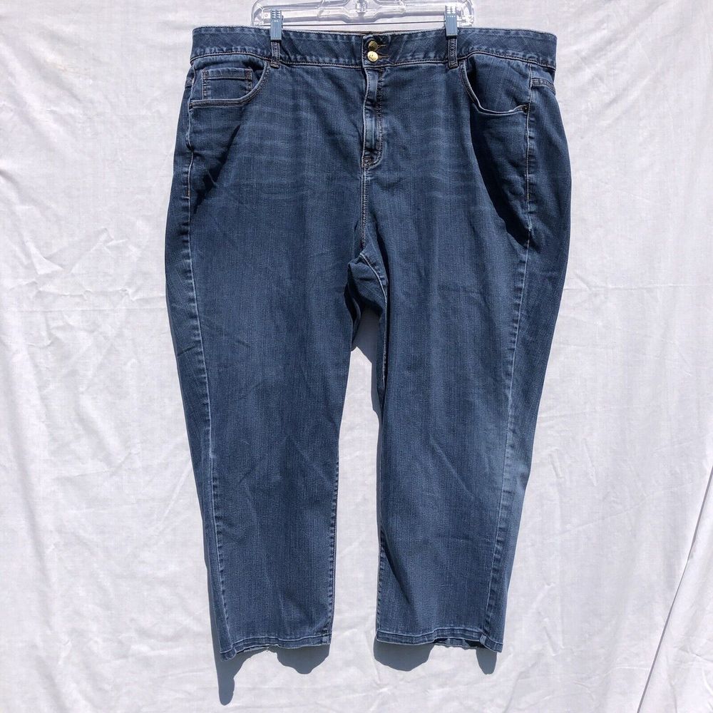 Lane Bryant Size 28 Regular Blue Jeans Straight Tighter Tummy Technology B